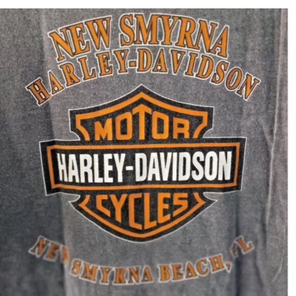 Genuine Harley-Davidson Men’s T-Shirt Sz Large Gray New Smyrna Beach Florida - Picture 6 of 12